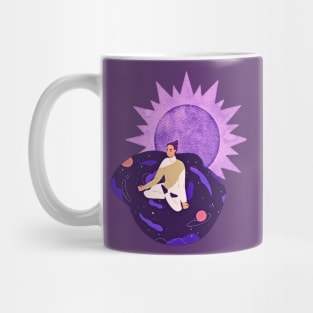 meditation woman at sunset Mug